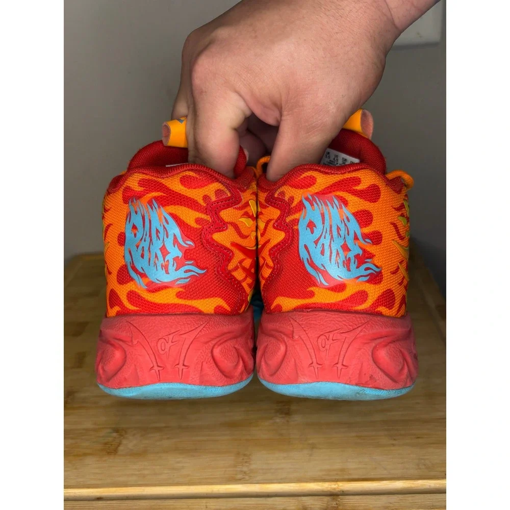 Puma MB.02 LaMelo Ball Phoenix Red Orange Yellow Kids Basketball Shoes 377414-01